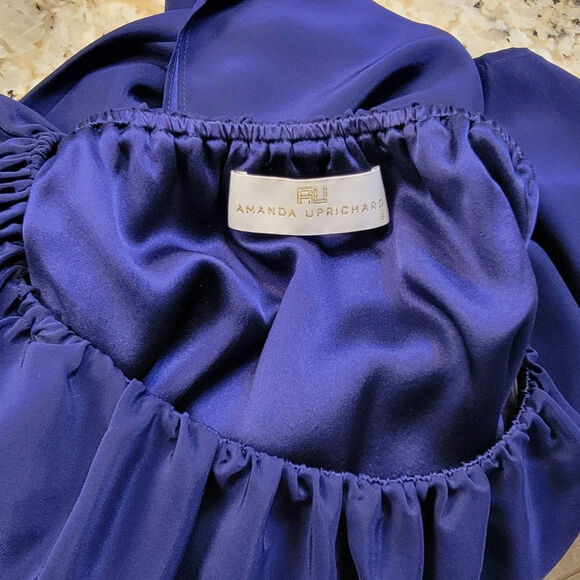 Amanda Uprichard Navy Blue Silk Ruffle Mini Dress - Picture 4 of 8